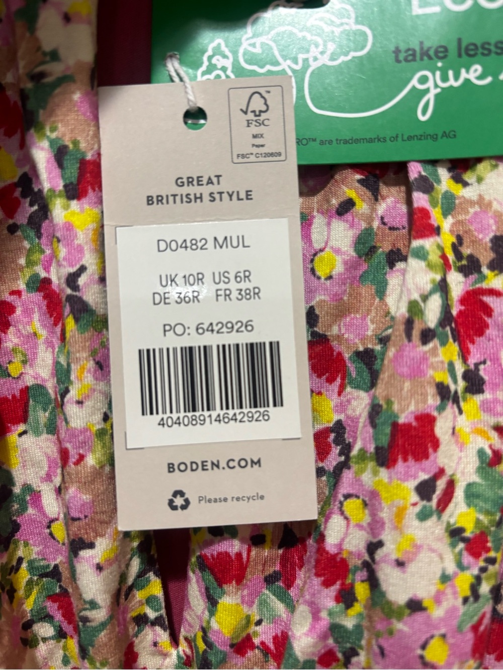 Boden Floral Rosanna Print Midi Tea Dress Garden Party Botanical Stretchy NWT - Picture 6 of 14